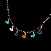 New Accessories Cute Colorful Love Necklace Jewelry Drop Nectarine Heart Heart Pendant Stainless Steel Necklace main image 4