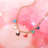 New Accessories Cute Colorful Love Necklace Jewelry Drop Nectarine Heart Heart Pendant Stainless Steel Necklace main image 5