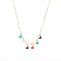 New Accessories Cute Colorful Love Necklace Jewelry Drop Nectarine Heart Heart Pendant Stainless Steel Necklace main image 6