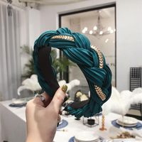 Hair Accessories Solid Color Pleated Alloy Chain Twist Braids Wide Edge Hair Band sku image 1