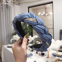 Hair Accessories Solid Color Pleated Alloy Chain Twist Braids Wide Edge Hair Band sku image 2