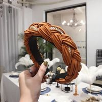 Hair Accessories Solid Color Pleated Alloy Chain Twist Braids Wide Edge Hair Band sku image 4