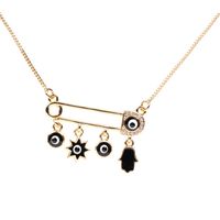 Fashion Pin Zircon Necklace Dripping Palm Eye Pendant Jewellery sku image 3