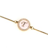 Trend Jewelry Micro-set Diamond Round Shell 26 Letter Bracelet Pull Zircon Bracelet sku image 20
