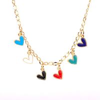 New Accessories Cute Colorful Love Necklace Jewelry Drop Nectarine Heart Heart Pendant Stainless Steel Necklace sku image 1