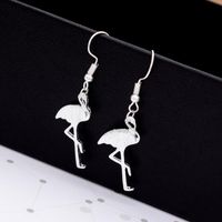 Best Selling Handmade Brushed Red-crowned Crane Earrings Fashion Animal Red-crowned Crane Alloy Earrings main image 5