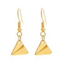 Fashion Simple Small Airplane Head Earrings Alloy Electroplated Paper Airplane Earrings main image 3