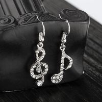 Hot Sale Diamond Note Asymmetric Earrings Student Girl Shining Music Symbol Earrings main image 3