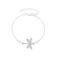 Small Dragonfly Anklet Lady Dragonfly Pearl Pendant Anklet Foot Jewelry Wholesale sku image 1