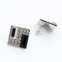 Korean Black And White Super Flash Diamond Geometric Square Earrings Stereo Earrings sku image 1