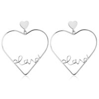 Earrings Hollow Peach Heart Love Earrings English Letters Love Earrings Couple Earrings main image 3