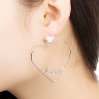 Earrings Hollow Peach Heart Love Earrings English Letters Love Earrings Couple Earrings main image 5