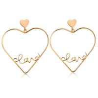 Earrings Hollow Peach Heart Love Earrings English Letters Love Earrings Couple Earrings sku image 1