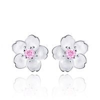 S925 Sterling Silver Earrings Cherry Blossom Earrings sku image 2