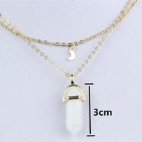 Wholesale Alloy Double Moon Hexagon Column Crystal Pendant Necklace Fashion Simple Clavicle Chain main image 3