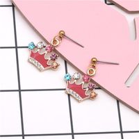 Fashion Diamond Crown Earrings Simple Female Jewelry Cute Retro Cartoon Earrings main image 6