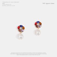 New Fashionable Color Crystal Pearl Earrings Wholesale main image 2