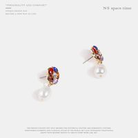 Nouveau En Ligne Influenceur Mode Élégante Couleur Cristal Perle Boucles D'oreilles Oreille Goujons Qingdao Usine Ventes Directes main image 3