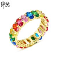 Ring Colorful Ladies Copper Inlaid Zirconium Ring Ring Wholesale main image 2