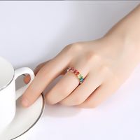 Ring Colorful Ladies Copper Inlaid Zirconium Ring Ring Wholesale main image 3