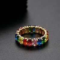 Ring Colorful Ladies Copper Inlaid Zirconium Ring Ring Wholesale main image 4