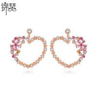 Earrings Korean Fashion Ladies Copper Inlaid Zirconium Heart Earrings main image 1