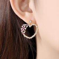 Earrings Korean Fashion Ladies Copper Inlaid Zirconium Heart Earrings main image 3