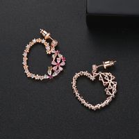 Earrings Korean Fashion Ladies Copper Inlaid Zirconium Heart Earrings main image 4
