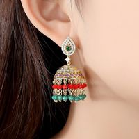 Jinsecuiqian Boucles D'oreilles Creative New Rétro Style Ethnique De Cuivre Incrusté De Zirconium Boucles D'oreilles Creusent Dehors Banquet Femelle Boucles D'oreilles Boucles D'oreilles main image 3