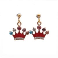 Fashion Diamond Crown Earrings Simple Female Jewelry Cute Retro Cartoon Earrings sku image 1