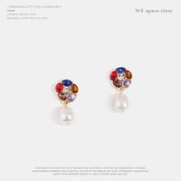 New Fashionable Color Crystal Pearl Earrings Wholesale sku image 1