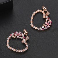 Earrings Korean Fashion Ladies Copper Inlaid Zirconium Heart Earrings sku image 1