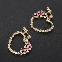 Earrings Korean Fashion Ladies Copper Inlaid Zirconium Heart Earrings sku image 2