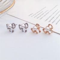 Korean New Boutique Ear Jewelry Wholesale Simple Pearl Bow Earrings Bow Tie Earrings main image 1