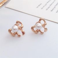Korean New Boutique Ear Jewelry Wholesale Simple Pearl Bow Earrings Bow Tie Earrings main image 4