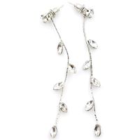 Korean Fashion Jewelry Leaf Crystal Diamond Delicate Long Tassel Earrings Wholesale main image 1