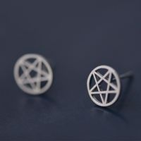 Européen Et Américain Simple Creux Pentagram Boucles D'oreilles Alliage Galvanoplastie Constellation Magique Tableau Xingx Boucles D'oreilles Oreille Pins Usine En Gros main image 2