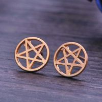 Simple Hollow Pentagram Star Stud Alloy Plating Constellation Magic Array Star Ear Studs Wholesale main image 3