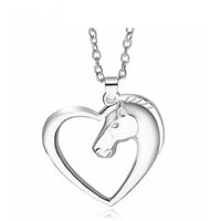 Sweet Heart Pony Necklace Alloy Pendant Copper Chain Cute Animal Horse Head Necklace Wholesale main image 1