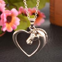 Sweet Heart Pony Necklace Alloy Pendant Copper Chain Cute Animal Horse Head Necklace Wholesale main image 4