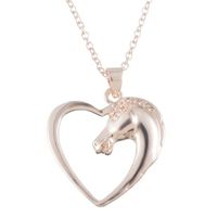 Sweet Heart Pony Necklace Alloy Pendant Copper Chain Cute Animal Horse Head Necklace Wholesale main image 3
