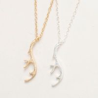 Fashion Reindeer Elk Antlers Pendant Necklace Copper Chain Environmental Protection Alloy Pendant Antlers Necklace Twig Necklace main image 3