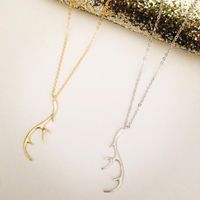 Fashion Reindeer Elk Antlers Pendant Necklace Copper Chain Environmental Protection Alloy Pendant Antlers Necklace Twig Necklace main image 4