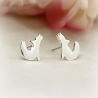 Cute Little Wolf Earrings Alloy Plating Cartoon Wolf Earrings Gold And Silver Animal Earrings Wholesale main image 1