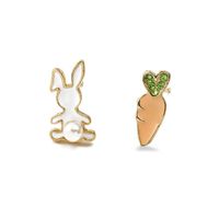 New Cartoon Monkey Banana Earrings Rabbit Carrot Earrings Paint Asymmetric Earrings Wholesale main image 3