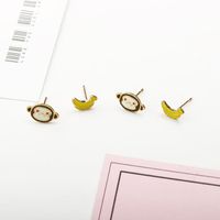 New Cartoon Monkey Banana Earrings Rabbit Carrot Earrings Paint Asymmetric Earrings Wholesale main image 4