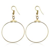 New Simple Golden Large Circle Earrings Handmade Round Ear Studs Wholesale main image 1
