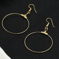 New Simple Golden Large Circle Earrings Handmade Round Ear Studs Wholesale main image 4