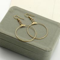 New Simple Golden Large Circle Earrings Handmade Round Ear Studs Wholesale main image 6