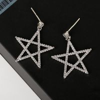 New Earrings Big Five-pointed Star Stud Earrings Studded With Diamond Earrings Alloy Plating Earrings Wholesale main image 4